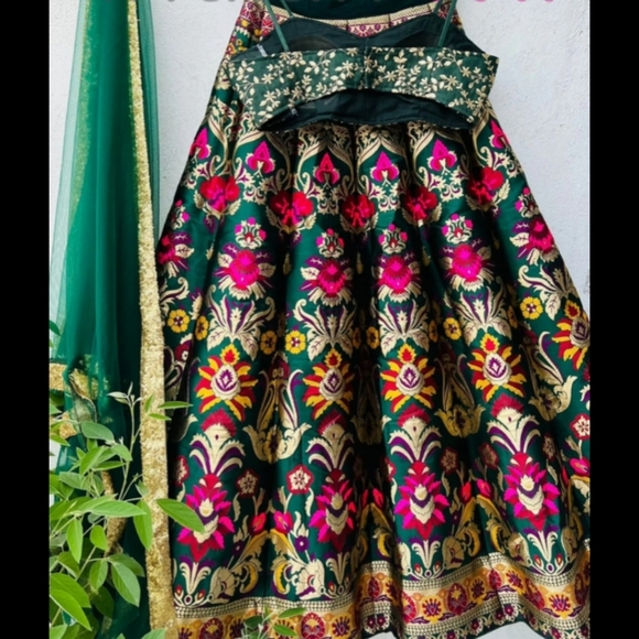 Green Indian lehenga choli garba dress navratri lehenga choli - Picture 4 of 8